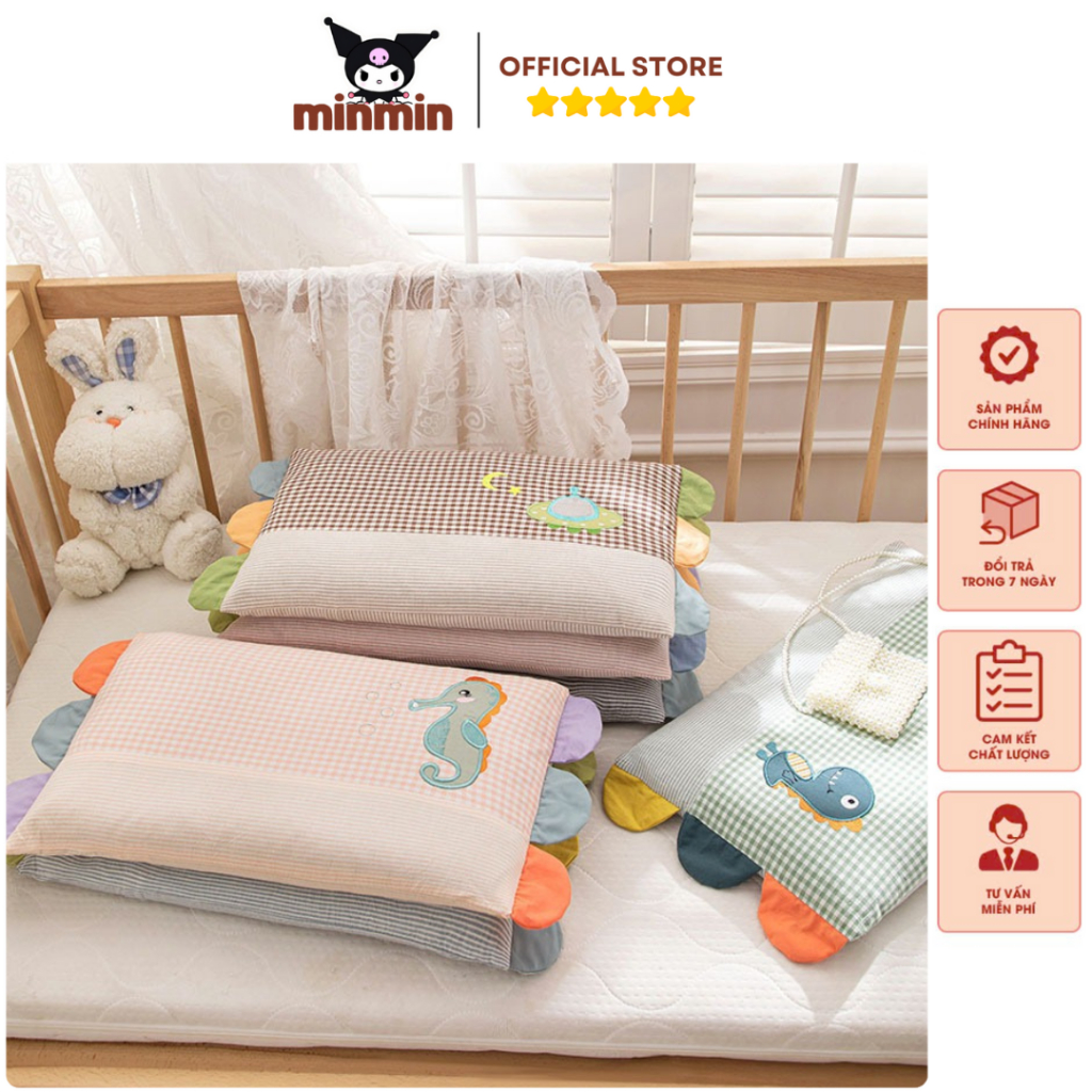 Gối trẻ em chất liệu cotton siêu mềm mại thoáng mát thấm hút mồ hôi, Gối cho bé đi học mầm non size 30x50cm nhiều m