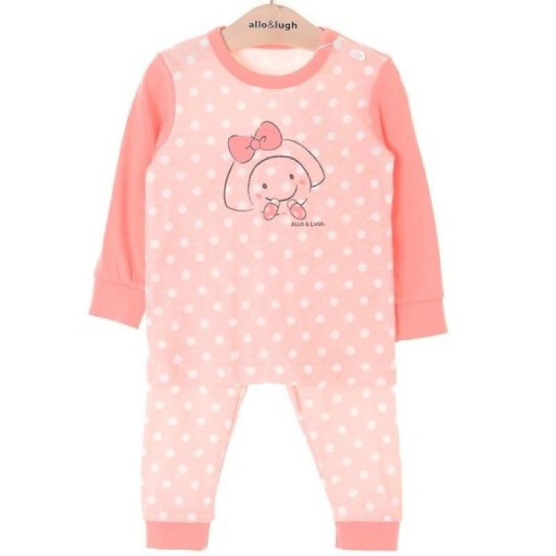Bộ thun cotton hồng búp bê chấm bi Allo&Lugh [Size 90]