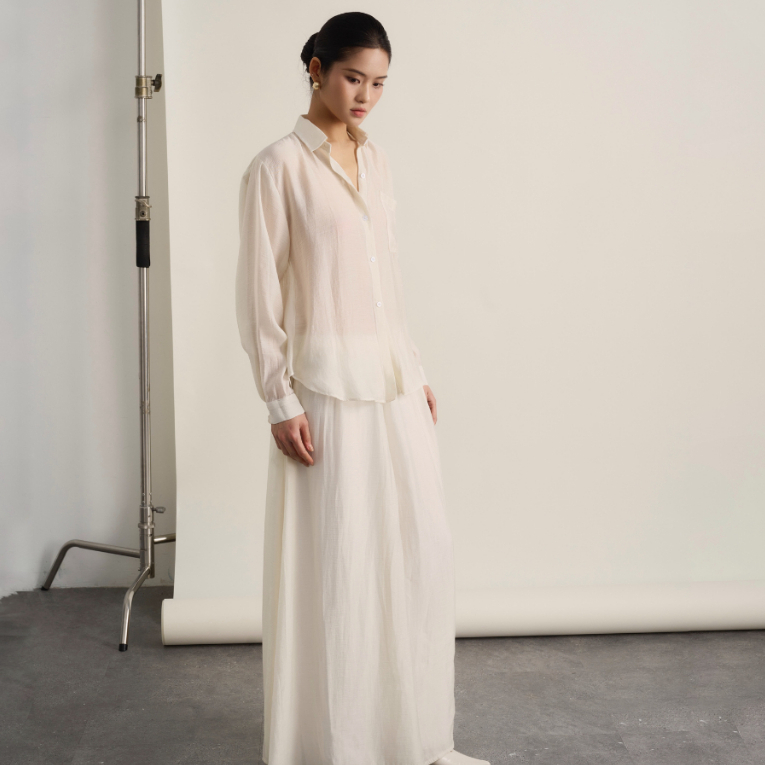 Set áo sơ mi tơ voan và quần ống rộng xòe - Lirenne Set (+% phí sàn) - By OM Design