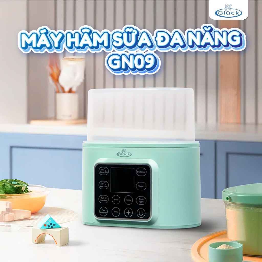 Máy rã đông, Tiệt Trùng Hâm Sữa Bình Đôi Cho Bé GLuck, Đa Năng 8 Chế Độ, Bảo Hành 24 Tháng Từ GLuck