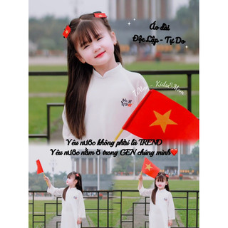 TIMEO - Áo dài ĐỘC LẬP - TỰ DO vải chiffon 4 tà cao cấp cho người lớn, trẻ em đi bão,dịp Lễ Tết (tặng kẹp tóc cho bé)