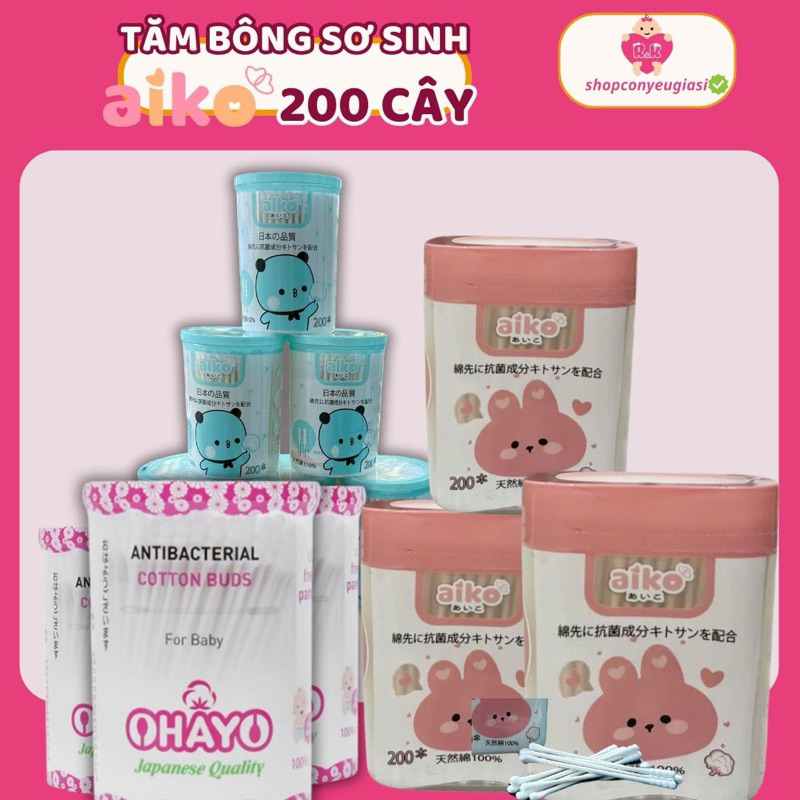 Tăm Bông Trẻ Em Ohayo/ Aiko Nhật Bản 200 Cái/Hộp
