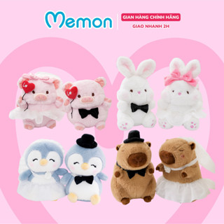 Gấu bông couple cô dâu chú rể capybara Memon thú nhồi bông đôi chim cánh cụt mềm mịn cao cấp