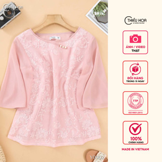 Áo kiểu trung niên thiết kế tỉ mỉ chất liệu Tơ thêu hoa thương hiệu Thiều Hoa AN4Y0902