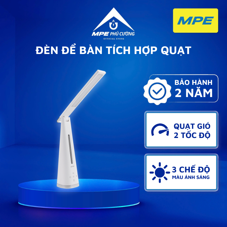 (CHÍNH HÃNG) MPE - Đèn bàn đa năng 3 chế độ màu tích hợp quạt hẹn giờ Chính hãng MPE Phú Cường