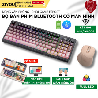 Bộ Bàn Phím Và Chuột Bluetooth Không Dây Ziyou M96 Gaming LED Màn Hình Núm Xoay Kết Nối Đa Năng