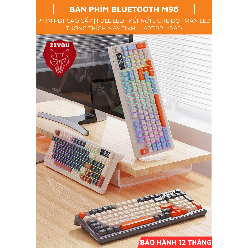 Bộ Bàn Phím Và Chuột Bluetooth Không Dây Ziyou M96 Gaming LED Màn Hình Núm Xoay Kết Nối Đa Năng | BigBuy360 - bigbuy360.vn