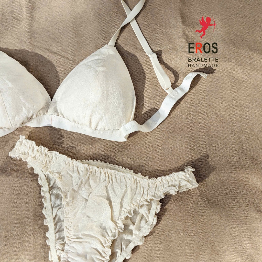 Bộ áo lót bralette basic vải linen