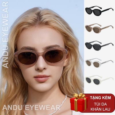 Kính râm mát thời trang nam nữ AnDu chống UV400 phân cực dáng oval nhựa cốt kim loại 68286
