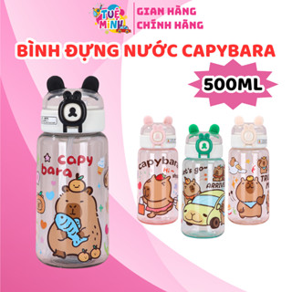 Bình đựng nước CAPYBARA 500ml cho bé, bình nước cute đi học cho bé trai và bé gái