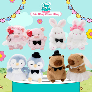 Gấu bông couple cô dâu chú rể capybara Gấu Bông Online thú nhồi bông đôi chim cánh cụt cao cấp