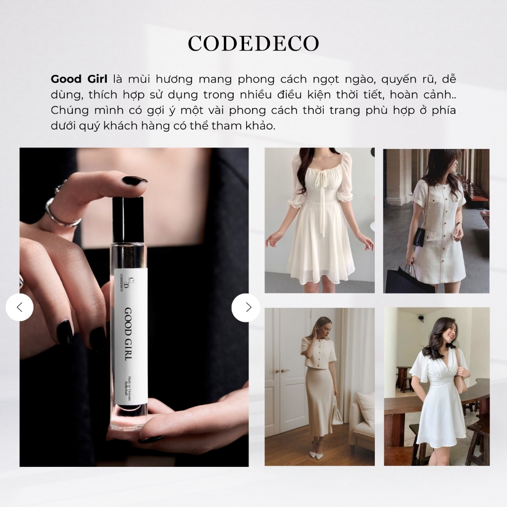 Tinh dầu thơm nữ CODEDECO Good Girl 10ml dạng xịt - Ngọt ngào, Nhẹ nhàng, Quyến rũ | BigBuy360 - bigbuy360.vn