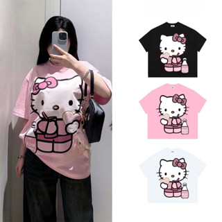 Áo Thun Ngắn Tay Nam Nữ HELLO KITTY MILK, Áo Cộc Tay Chất Cotton Thoáng Mát Cute  2025