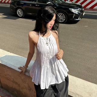  Áo yếm xếp ly linen hở lưng Gemma 