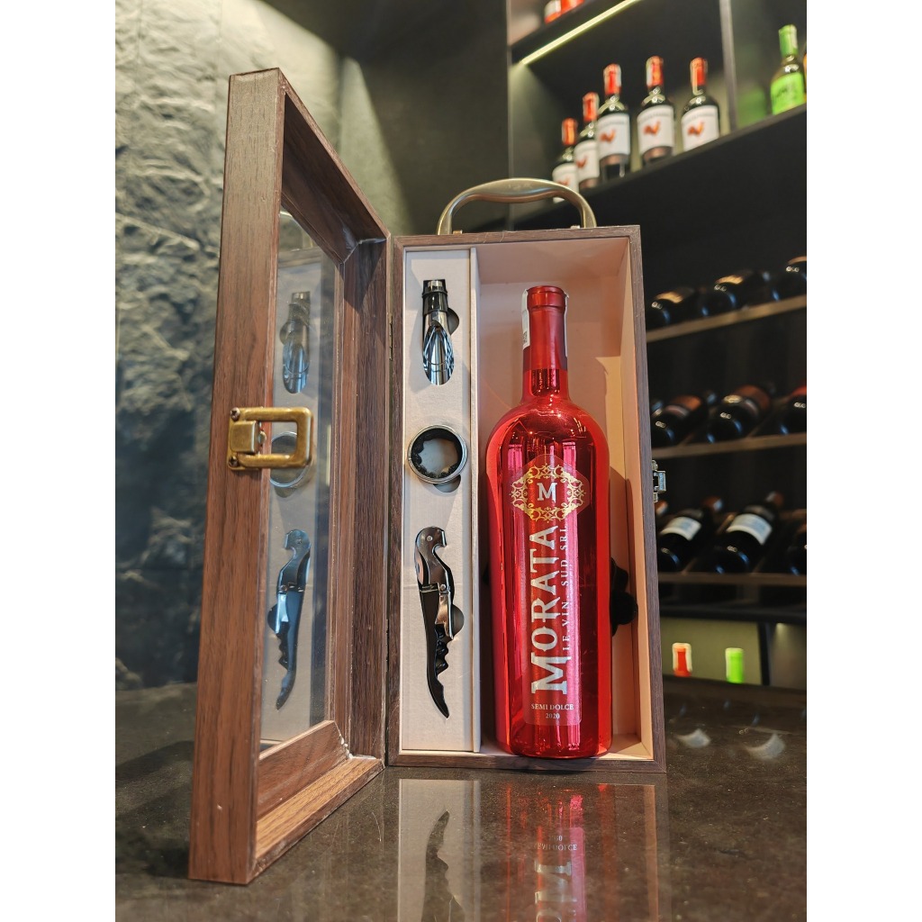 Set quà 1 chai Vang Ý Morata Ruby kèm phụ kiện
