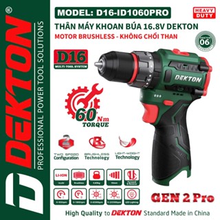 Máy Khoan 3 Chức Năng / Đầu Cặp 10MM Dekton / D16-ID1060PRO / Motor Brushless / 60Nm / Sinh Thái 16.8V / Dekton