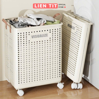 Giỏ Đựng Quần Áo Bẩn Có Thể Gấp Gọn, Sọt Nhựa Đựng Quần Áo Bẩn, Đựng Đồ Có Bánh Xe Di Chuyển Tiện Lợi
