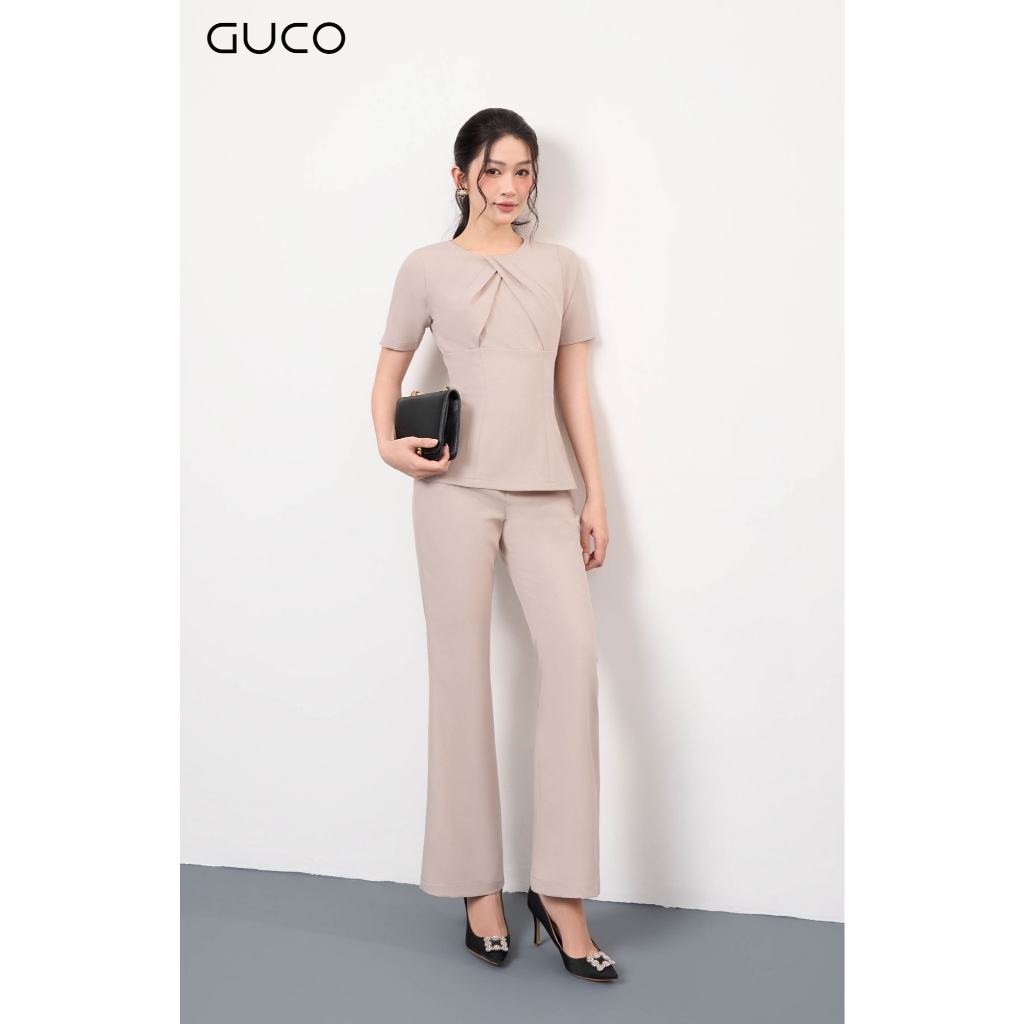 GUCO - Quần Công Sở Ống Loe Túi Xéo - Kem QD196