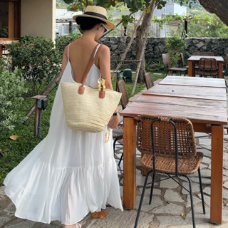  Váy maxi hở lưng voan mỏng mát siêu rộng cho nữ   dây áo đã điều chỉnh được   quê 