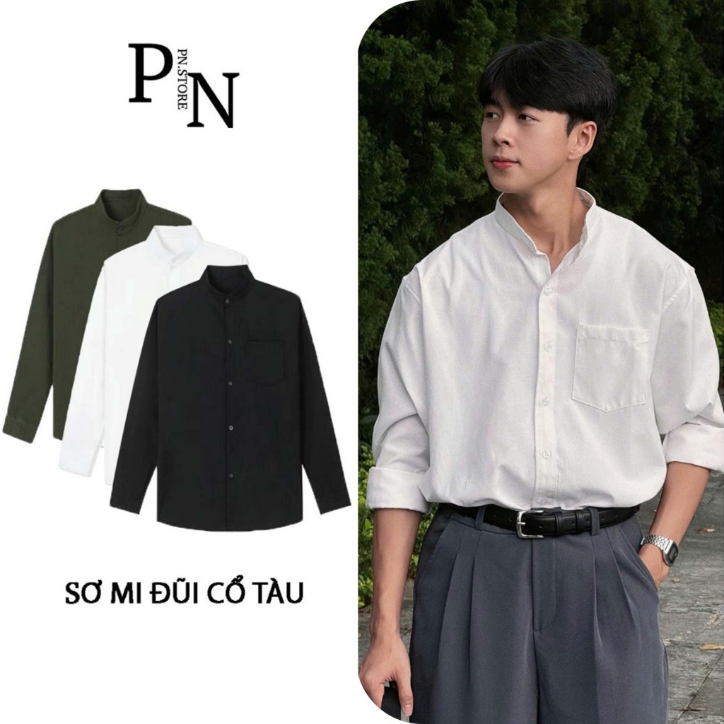 Áo Sơ Mi Nam Cổ Tàu Vải Đũi Dài Tay PN STORE Form Suông Hàn Quốc Vải Mềm Mát SM-DUI-COTAU