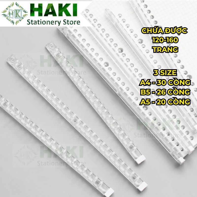 Còng nhựa HAKI còng sổ A4 B5 A5 thanh còng nhựa trong suốt làm sổ còng nhựa vở còng Klong tiện dụng