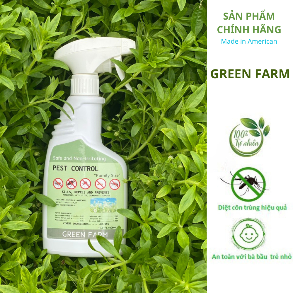Bình Xịt Diệt Muỗi, Ruồi, Kiến, Gián, Mối Sinh Học Hiệu Quả Nhanh, Thân Thiện Với Người Sử Dụng Chai 500ml GREEN FARM