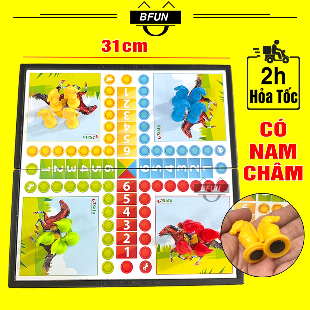 Bộ Cờ Cá Ngựa Nam Châm Sato - Cờ Đua Ngựa Boardgame Đồ Chơi Trẻ Em Cho Bé Trò Chơi Giải Trí Bfun