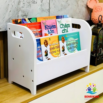 Kệ Để Sách Mini Bằng Gỗ Màu Trắng Chống Ẩm Mốc, Kệ Đa Năng Cho Bàn Học, Bàn Làm Việc Decor Phòng Cho Bé