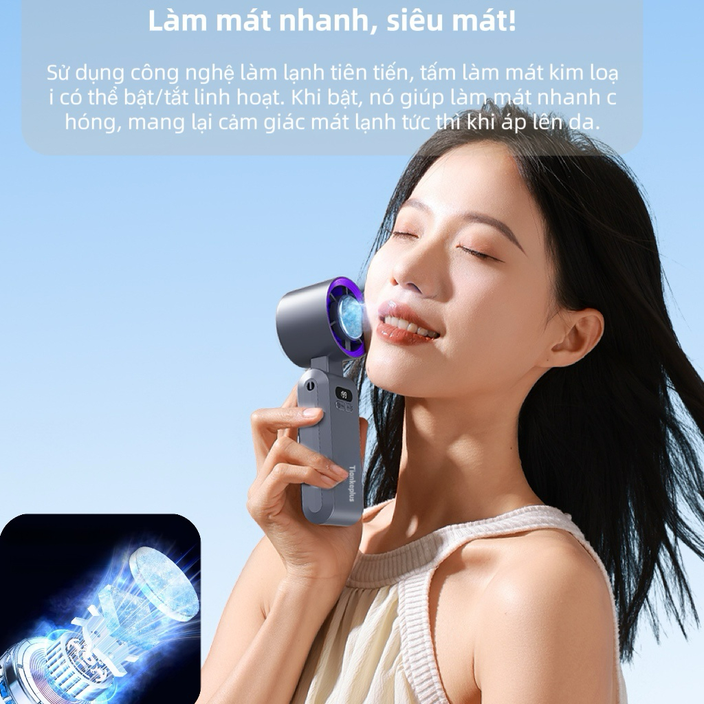 Tiankeplus TF30 Ultra Cầm Tay Siêu Bền Pin, Chức Năng Lạnh, Gió Mạnh, Gấp Gọn Tiện Lợi, Bảo Hành 6 Tháng Quạt Điều Hòa | BigBuy360 - bigbuy360.vn