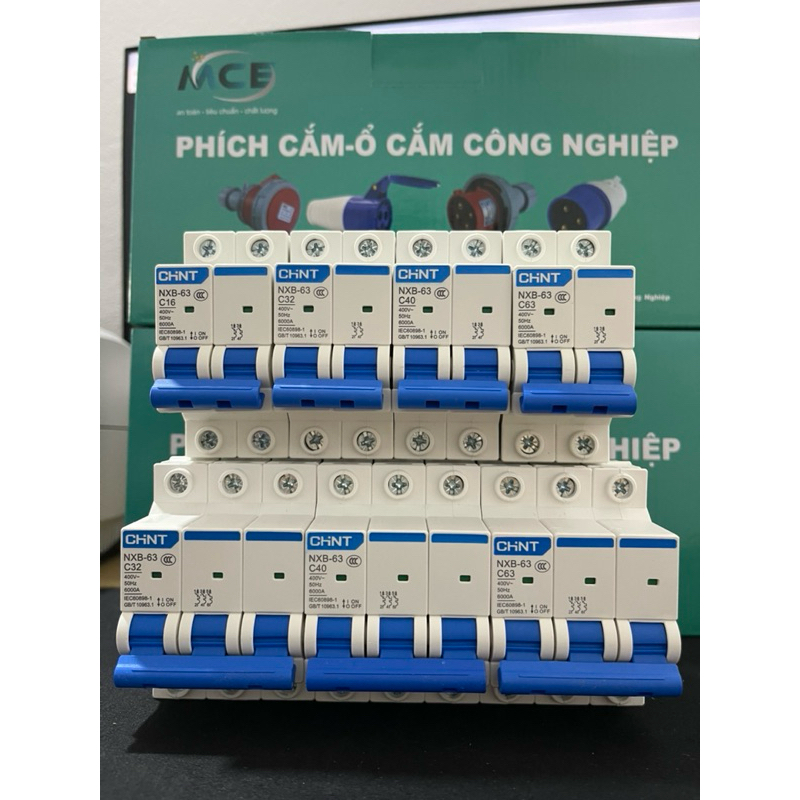 Aptomat MCB an toàn NXB-63 2P 3P với dãy dòng điện 16A ==> 63A , 220 VAC Hãng ChiNT