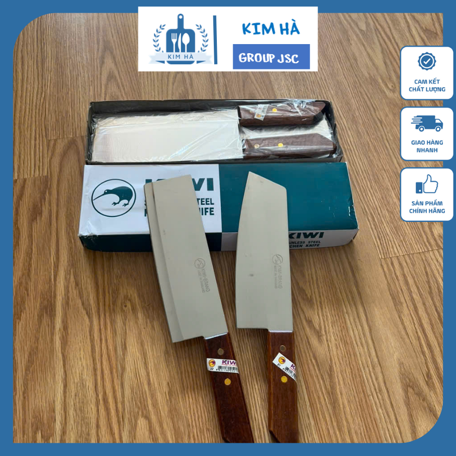 Dao Làm Bếp Kiwi Thái Lan 21 22 Thái Thịt Siêu Sắc - Dao Thái Inox Cán Gỗ Chắc Chắn Không Gỉ - Kim H