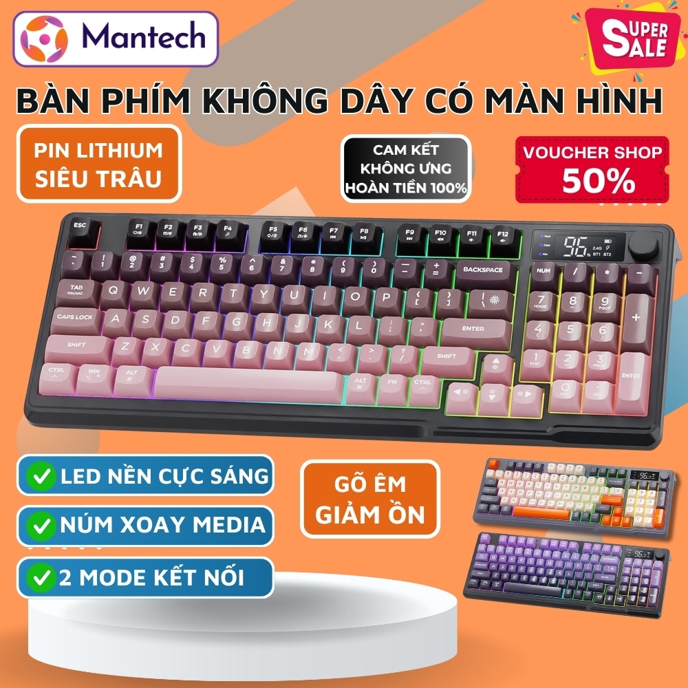 Bàn Phím Gaming Không Dây Bluetooth M96 Full Size Có LED 7 Màu, Màn Hình Hiển Thị, Núm Xoay Đa Năng | BigBuy360 - bigbuy360.vn