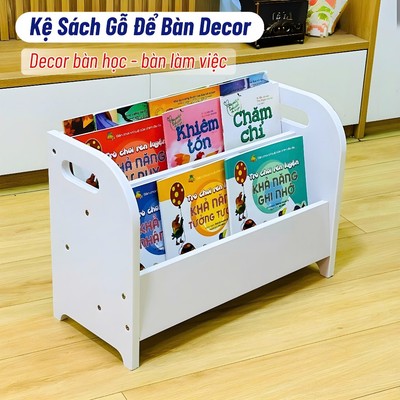 Kệ Sách Để Bàn Đa Năng Bằng Gỗ Thiết Kế Đẹp Tiện Lợi Dễ Lắp Đặt, Giá Sách Montessori Trang Trí Phòng Cho Bé