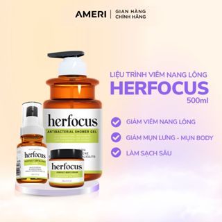 Bộ viêm nang lông, viêm lỗ chân lông, Xịt mụn lưng HERFOCUS ngăn ngừa mụn, giảm thâm MEE NATURAL