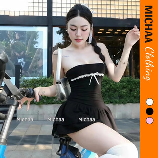 [Xả Hàng] Đầm Ống Cúp Ngực Viền Ren Đính Nơ Dáng Xòe, Đầm Quây Ngắn Đầm Mini Đính Nơ MICHAA DB48