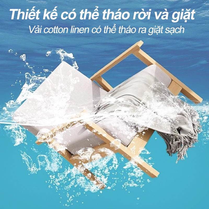 HEINO Ghế sofa đôi dài gỗ thư giãn có khoá kéo vệ sinh, chịu tải 600kg vải nhung cao cấp | BigBuy360 - bigbuy360.vn