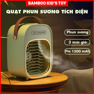  Quạt Phun Sương Bamboo Quạt Tích Điện Điều Hoà hơi nước để bàn 3 Chế Độ Gió phun sương cấp ẩm không khí Có Dây Cầm 
