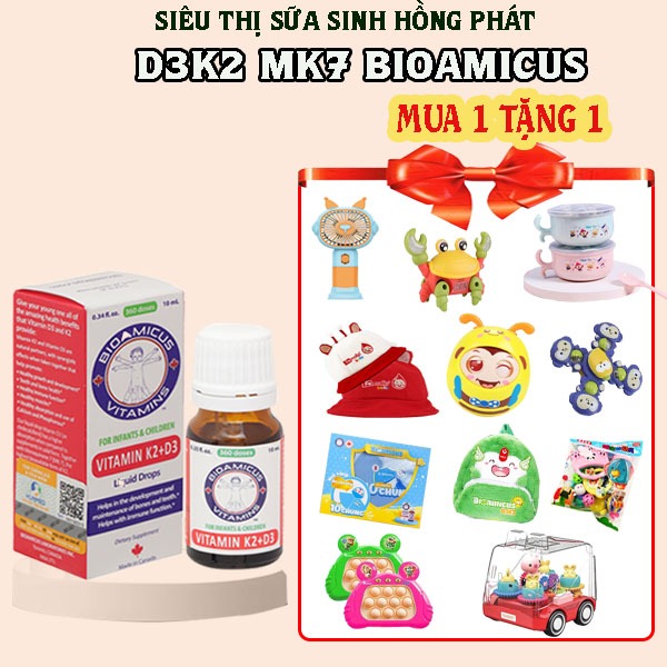 BIOAMICUS Vitamin D3K2 - MK7 - Giúp bé hấp thu tối đa canxi