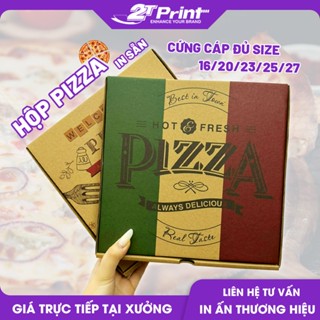 Hộp Đựng Pizza In Sẵn Nhiều Màu Size 16 20 23 25 27 Chất Liệu Cứng Cáp, Thân Thiện, An Toàn Thực Phẩm, Có Lỗ Thoát Hơi