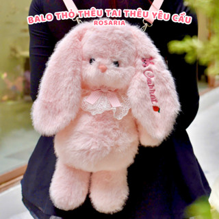[Hỏa Tốc] Balo Thỏ Bông Thêu Tên Tai Dài Tặng Yếm Cổ Ba Lô Thỏ Thêu Theo Yêu Cầu, Quà tặng em bé, thiếu nhi Rosaria