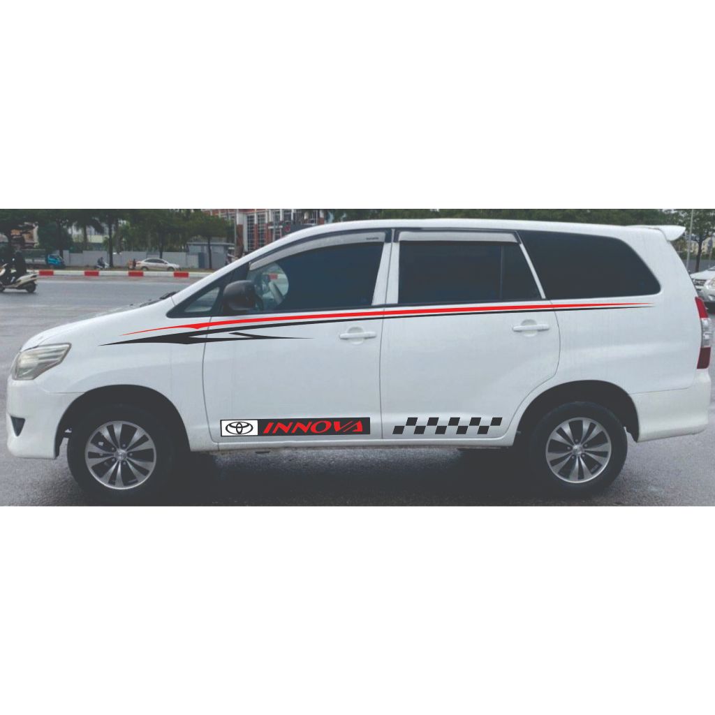 Tem Dán Sườn Xe Innova trắng đỏ , bao hành 2 năm VIP