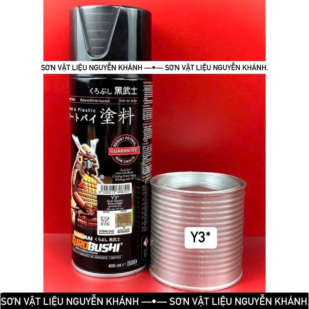 Y3-sơn xịt samurai màu bạc kim loại (yamaha)