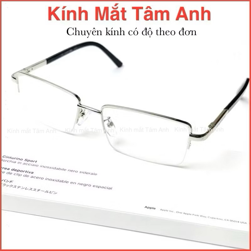 Gọng kính nam kim loại mắt kính xẻ cước fom vuông - nhận cắt mắt cận viễn theo yêu cầu