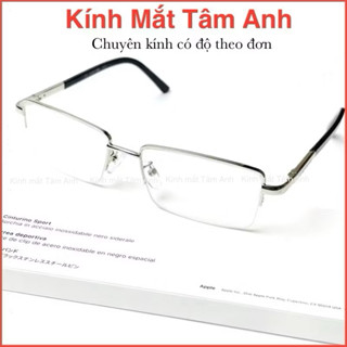 Gọng kính nam kim loại mắt kính xẻ cước fom vuông - nhận cắt mắt cận viễn theo yêu cầu