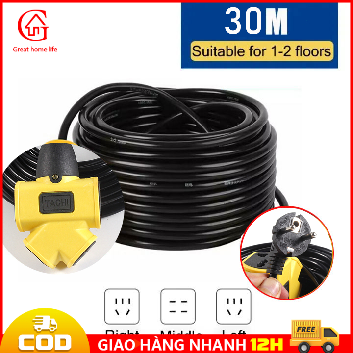 Cuộn Dây Điện Dài 30M Kèm Dây nguồn dài 20M có ổ cắm dây nguồn 220V đa năng…