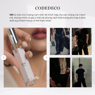 Tinh dầu thơm nam CODEDECO 1101 10ml dạng xịt - Nam tính, Hấp dẫn, Thanh lịch