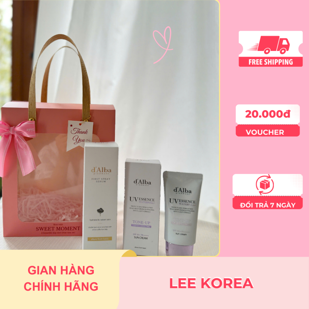 [ OliveYoung đủ Bill ] Kem chống nắng Dalba nâng tông màu Tím và Hồng