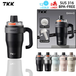 TKK Bình Giữ Nhiệt inox 316 cao cấp Có Ống Hút Lớp lót gốm 800Ml giữ lạnh lâu cho công sở gia đình