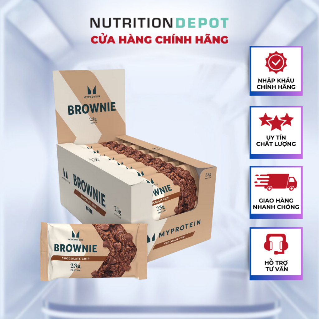 Bánh Protein Brownie Myprotein bổ sung năng lượng và Protein hộp 12 cái - Nutrition Depot Vietnam