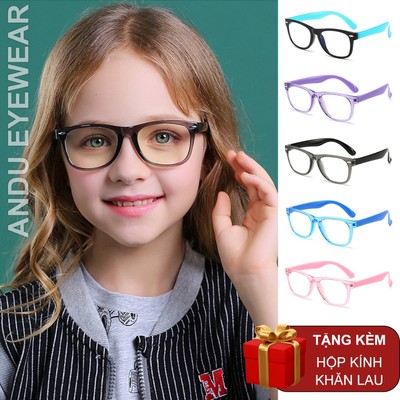 Gọng kính cận TRẺ EM nam nữ ANDU nhựa dẻo CHỐNG GÃY siêu bền siêu nhẹ cho bé từ 3-11 tuổi
